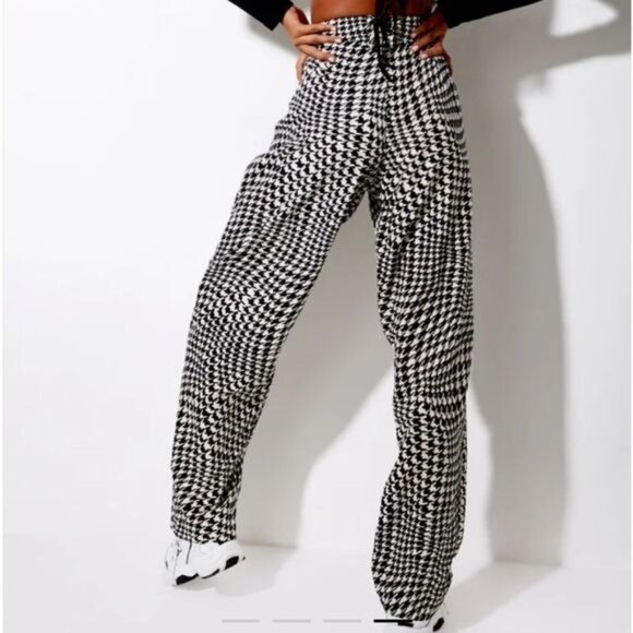 NWT Motel Rocks Sakila Trouser in Wavy Dogtooth Print Size Small - Picture 3 of 10